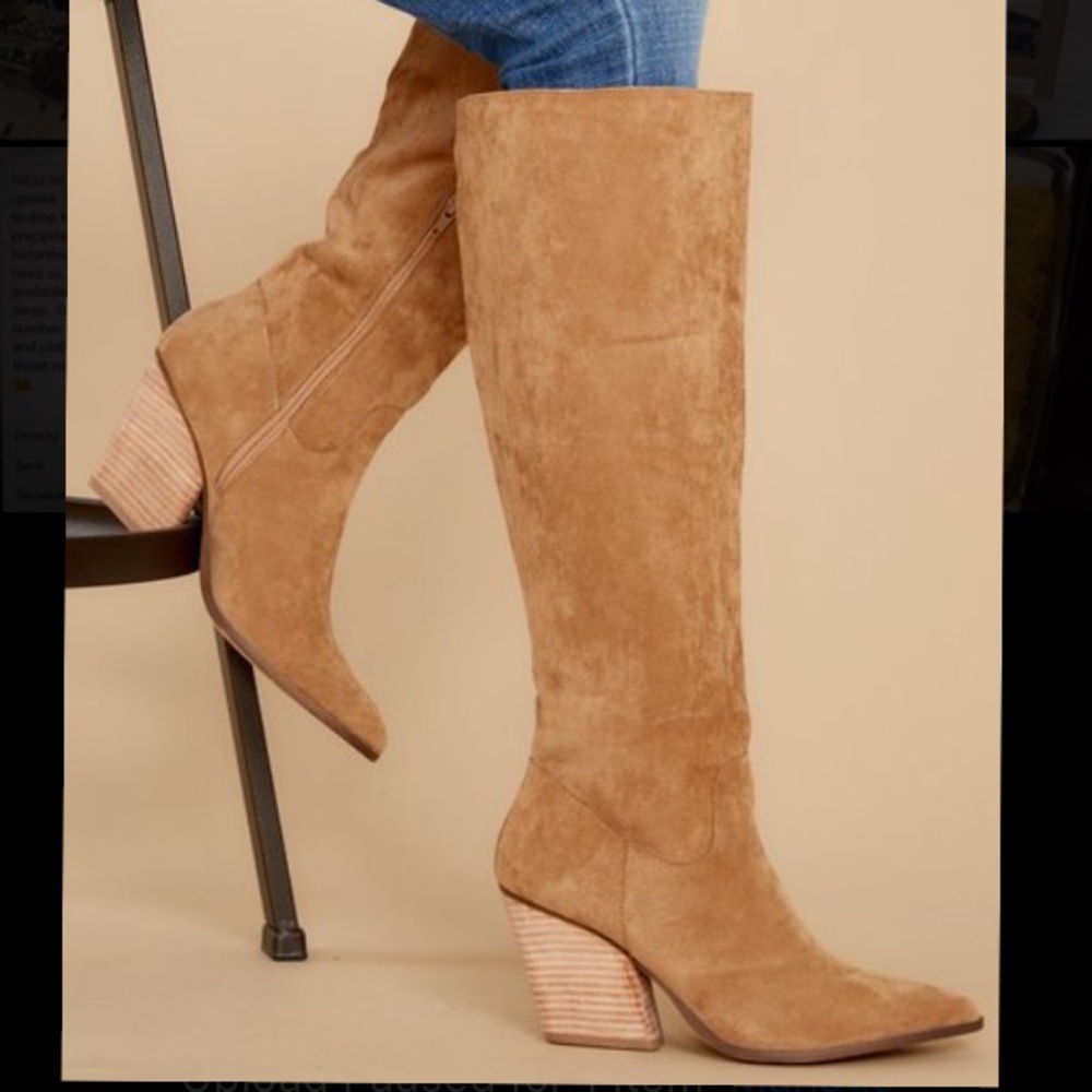 Making Plans With You Almond Knee High Boots